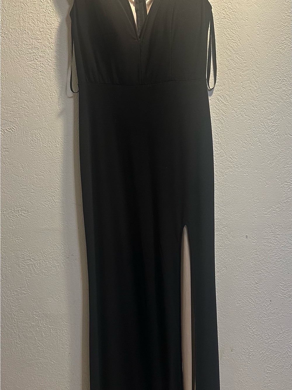 City Studio Black V-Neck Maxi Dress with Side Slit